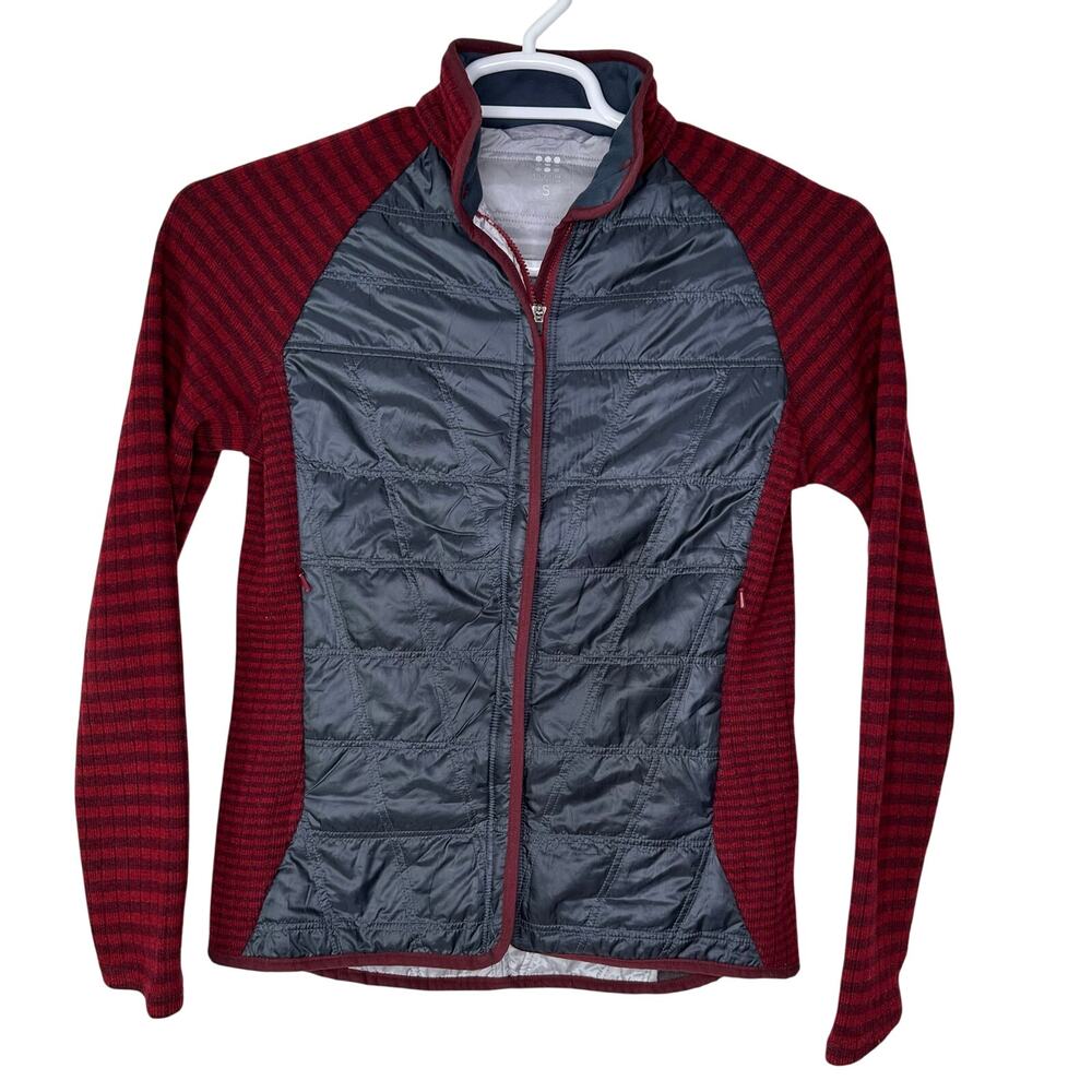 Title Nine Women Small Jacket Lightweight Wool Performance Gray Red Full Zip Ski